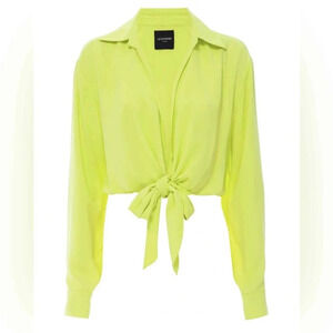 Le Superbe - Lime Tie Front Blouse Top - NWT XS